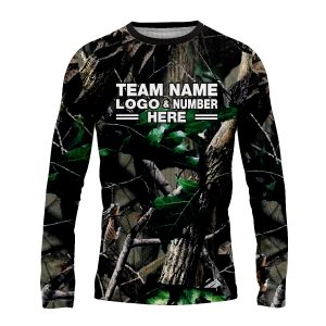 Custom Fully Sublimated Forest Floor Camo Pattern Black Green Performance Long Sleeves 11567