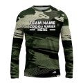 Custom Fully Sublimated Contemporary Woodland Camo Pattern Dark Green Black Performance Long Sleeves 11651