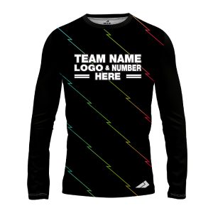 Custom Fully Sublimated Lightning Neon Pattern Black Performance Long Sleeves 11663