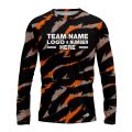 Custom Fully Sublimated Claws Camo Pattern Black Orange Performance Long Sleeves 11687