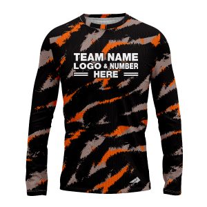 Custom Fully Sublimated Claws Camo Pattern Black Orange Performance Long Sleeves 11687