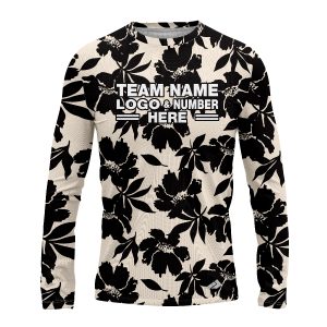Custom Fully Sublimated Monochrom Floral Pattern White Black Performance Long Sleeves 11783