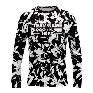 Custom Fully Sublimated Monochrom Floral Two Pattern Black White Performance Long Sleeves 11795
