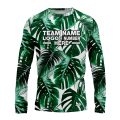 Custom Fully Sublimated Palm Leaf Floral  Pattern White Green Performance Long Sleeves 11819