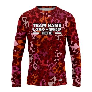 Custom Fully Sublimated Dynamic Floral Pattern Red Orange Pink Performance Long Sleeves 11855