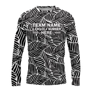Custom Fully Sublimated Monochrome Botanical Floral Two Pattern White Black Performance Long Sleeves 11951