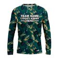 Custom Fully Sublimated Tropical Forest Floral Pattern Teal Blue Orange Performance Long Sleeves 11999