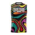 Custom Fully Sublimated Psychedelic Neon Pattern Multicolor Performance Sleeveless 12091