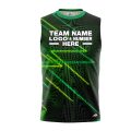 Custom Fully Sublimated Pop-Art Neon Pattern Green Black Performance Sleeveless 12127