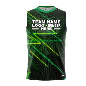 Custom Fully Sublimated Pop-Art Neon Pattern Green Black Performance Sleeveless 12127