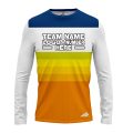 Custom Fully Sublimated Retro Stripe Neon Pattern Blue Yellow Orange Performance Long Sleeves 12163