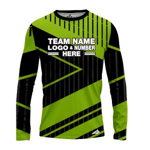 Custom Fully Sublimated Geometric Neon Pattern Black Green Performance Long Sleeves 12187
