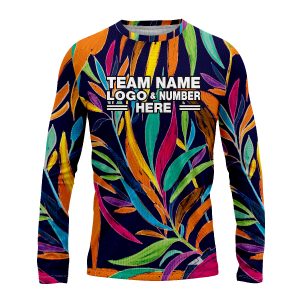 Custom Fully Sublimated Vivid Tropical Floral Pattern Multicolor Performance Long Sleeves 12215