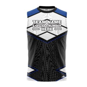 Custom Fully Sublimated BMX Modern Pattern Black White Blue Performance Sleeveless 12275
