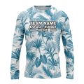 Custom Fully Sublimated Elegant Leaf Floral Two Pattern White Blue Performance Long Sleeves 12319