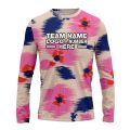 Custom Fully Sublimated Abstract Brushstroke Floral Two Pattern White Pink Blue Performance Long Sleeves 12295