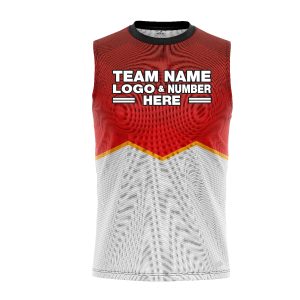 Custom Fully Sublimated Half Triangle Pattern Red White Performance Sleeveless 12331
