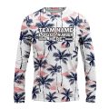 Custom Fully Sublimated Palm and Pink Cloud Floral Pattern White Pink Black Performance Long Sleeves 12391