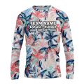 Custom Fully Sublimated Tropical Beach Floral Pattern White Pink Black Performance Long Sleeves 12403