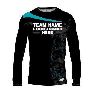 Custom Fully Sublimated Extreme Neon Pattern Teal Performance Long Sleeves 12759