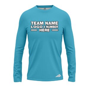 Custom Fully Sublimated Solid I34 Pattern Aqua Blue Performance Long Sleeves 13071