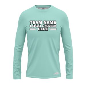 Custom Fully Sublimated Solid J12 Pattern Light Aqua Performance Long Sleeves 13095