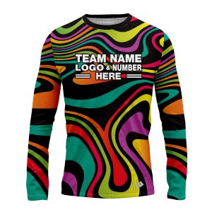 Custom Fully Sublimated Psychedelic Neon Pattern Multicolor Performance Long Sleeves