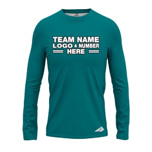 Custom Fully Sublimated Solid J15 Pattern Teal Performance Long Sleeves 13263