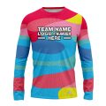 Custom Fully Sublimated Vibrant Style Neon Pattern Pink SkyBlue Yellow Performance Long Sleeves 13375
