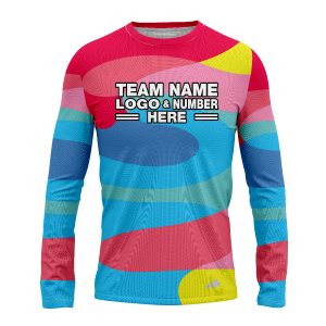 Custom Fully Sublimated Vibrant Style Neon Pattern Pink SkyBlue Yellow Performance Long Sleeves 13375
