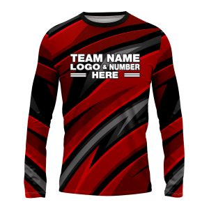 Custom Fully Sublimated High Energy Pattern One Red Performance Long Sleeves 13587