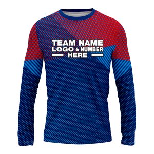 Custom Fully Sublimated Crossover Pattern Blue Red Performance Long Sleeves 13623