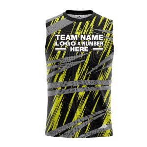 Custom Fully Sublimated Ripped Pattern Black Green Gray Performance Sleeveless 13647