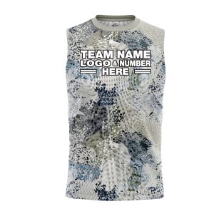 Custom Fully Sublimated Brushes Pattern Blue White Performance Sleeveless 13651