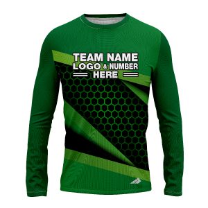 Custom Fully Sublimated Geometric Burst Neon Pattern Green Black Performance Long Sleeves
