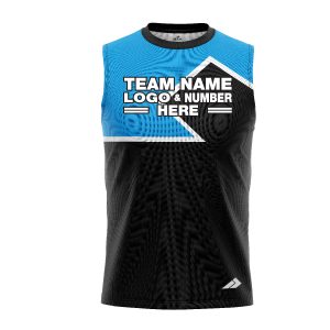 Custom Fully Sublimated Puzzle Pattern SkyBlue Black Performance Sleeveless 13715