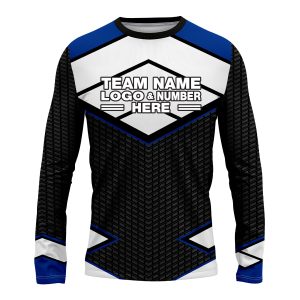 Custom Fully Sublimated BMX Modern Pattern Black White Blue Performance Long Sleeves 13731