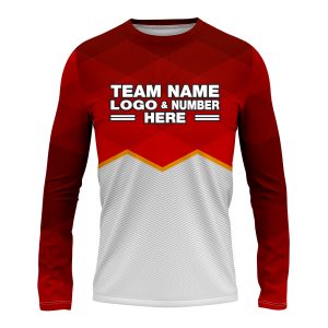 Custom Fully Sublimated Half Triangle Pattern Red White Performance Long Sleeves 13775