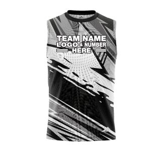 Custom Fully Sublimated Energetic Pattern Black Gray White Performance Sleeveless 13803