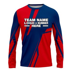 Custom Fully Sublimated Break Point Pattern Blue Red Performance Long Sleeves 13811