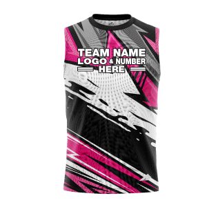 Custom Fully Sublimated Energetic Pattern Black Gray Pink Performance Sleeveless 13839