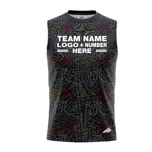 Custom Fully Sublimated Psychedelic Pattern Black Red Yellow Performance Sleeveless 13859