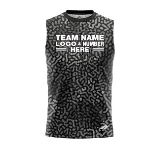 Custom Fully Sublimated Monochrome Maze Pattern Black Performance Sleeveless 13891