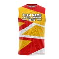 Custom Fully Sublimated Intricate Lines Pattern Yellow Red Performance Sleeveless 13927
