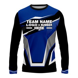 Custom Fully Sublimated BMX Freestyle Pattern Blue Black White Performance Long Sleeves 13959