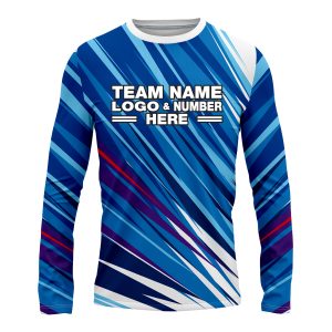 Custom Fully Sublimated Spikes Pattern Blue Performance Long Sleeves 13991