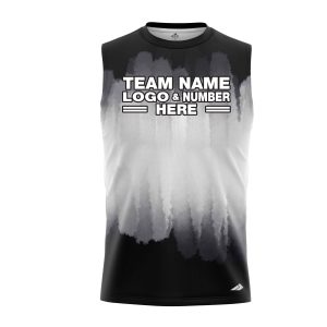 Custom Fully Sublimated Brushed Tie Dye Pattern Black White Performance Sleeveless 14007