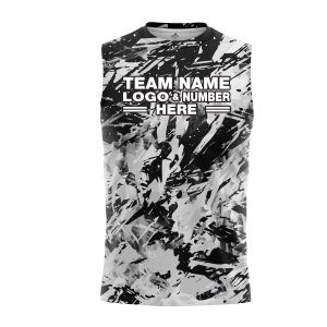Custom Fully Sublimated Abstract Tie Dye Pattern White Black Performance Sleeveless 14067