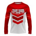 Custom Fully Sublimated BMX Ramp Pattern Red White Performance Long Sleeves 14111