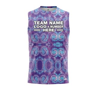 Custom Fully Sublimated Casual Tie Dye Pattern Purple Performance Sleeveless 14123